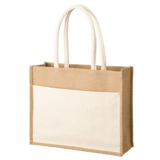 545-0229 ジュート＆キャンバスポケットトート（L）ナチュラル